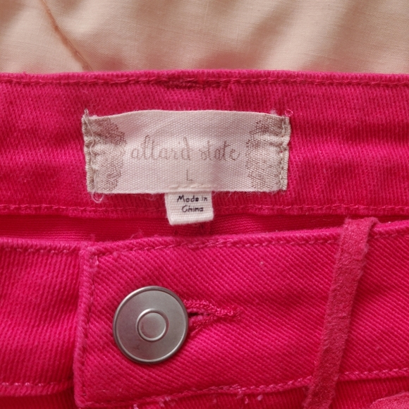 NWT Altar'd State Hot Pink Fringe Denim High Waisted Shorts Barbie Movie - Picture 8 of 10